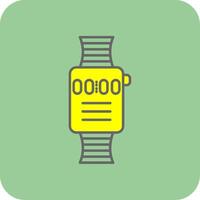 inteligente reloj lleno amarillo icono vector
