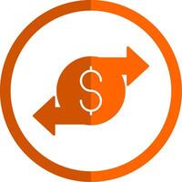 Money Transfer Glyph Orange Circle Icon vector