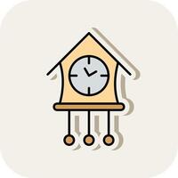 Cuckoo Clock Line Filled White Shadow Icon vector