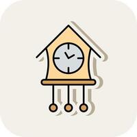 Cuckoo Clock Line Filled White Shadow Icon vector