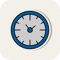 Clock Time Line Filled White Shadow Icon vector