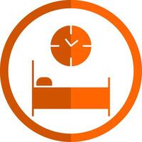 cama hora glifo naranja circulo icono vector