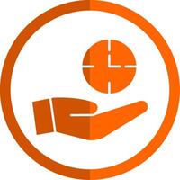 Save Time Glyph Orange Circle Icon vector