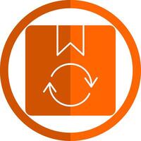 producto regreso glifo naranja circulo icono vector