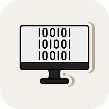 binario código línea lleno blanco sombra icono vector