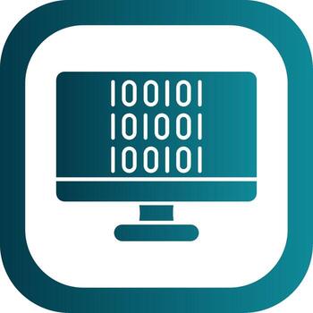 binario código glifo degradado redondo esquina icono vector