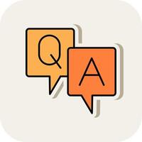 Question And Answer Line Filled White Shadow Icon vector