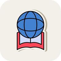 global educación línea lleno blanco sombra icono vector