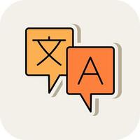 Translation Line Filled White Shadow Icon vector