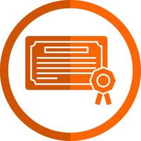 Certificate Glyph Orange Circle Icon vector
