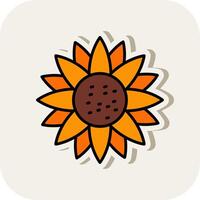 Sunflower Line Filled White Shadow Icon vector