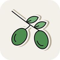 Olive Line Filled White Shadow Icon vector