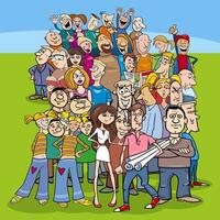 cartoon people characters in the crowd vector