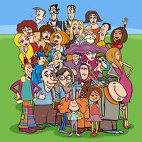 many cartoon people characters in the crowd vector