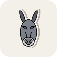 Burro línea lleno blanco sombra icono vector