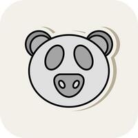 Panda Line Filled White Shadow Icon vector