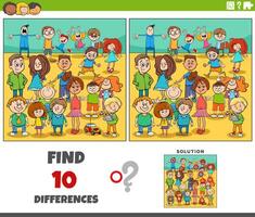 differences activity with cartoon children characters group vector