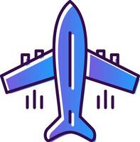 Flying Airplane Gradient Filled Icon vector