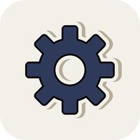 Gears Line Filled White Shadow Icon vector