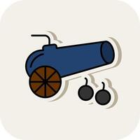 Cannon Line Filled White Shadow Icon vector