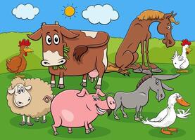 funny cartoon farm animals characters group vector