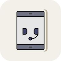 Online Service Line Filled White Shadow Icon vector
