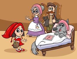 cartoon characters from little red riding hood fairy tale vector