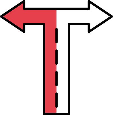 Crossroad Filled Half Cut Icon