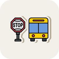Bus Stop Line Filled White Shadow Icon vector
