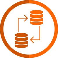 Data Transfer Glyph Orange Circle Icon vector