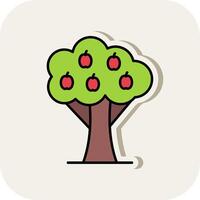 Fruit Tree Line Filled White Shadow Icon vector