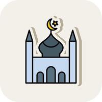 Mosque Line Filled White Shadow Icon vector