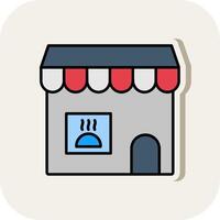 Grocery Store Line Filled White Shadow Icon vector