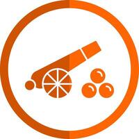 cañón glifo naranja circulo icono vector