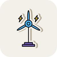 Eolic Turbine Line Filled White Shadow Icon vector