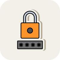 Security Pin Line Filled White Shadow Icon vector