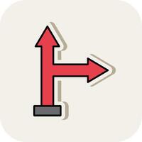 Go Right Line Filled White Shadow Icon vector