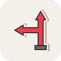 Go Left Line Filled White Shadow Icon vector