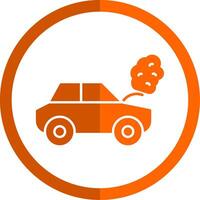 roto coche glifo naranja circulo icono vector