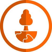 World Tree Glyph Orange Circle Icon vector