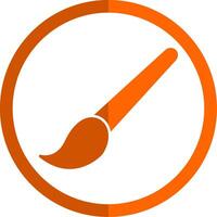 Brush Glyph Orange Circle Icon vector