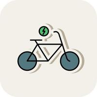 Electric Bicycle Line Filled White Shadow Icon vector