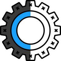 Cogwheel Filled Half Cut Icon vector