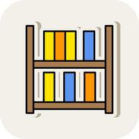 Bookshelf Line Filled White Shadow Icon vector