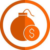 Debt Glyph Orange Circle Icon vector