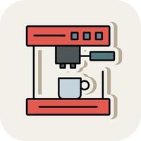 Coffee Machine Line Filled White Shadow Icon vector