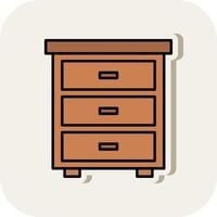 Drawer Line Filled White Shadow Icon vector