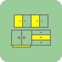 cocina gabinete lleno amarillo icono vector