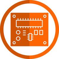 tarjeta de circuito impreso tablero glifo naranja circulo icono vector