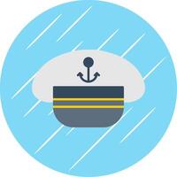 Captain Hat Flat Blue Circle Icon vector